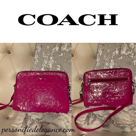 Coach Signature Patent Leather Fuchsia Embossed High-Tech Tote - Picture 11 of 11